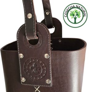 canasta 100% cuero  c/separador costura reforzada (marron)