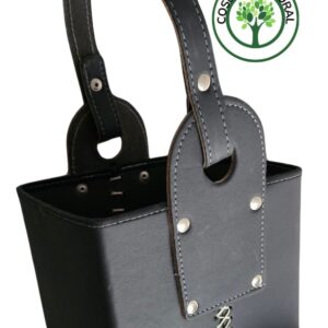 canasta eco cuero con separador costuras reforzadas (negra)
